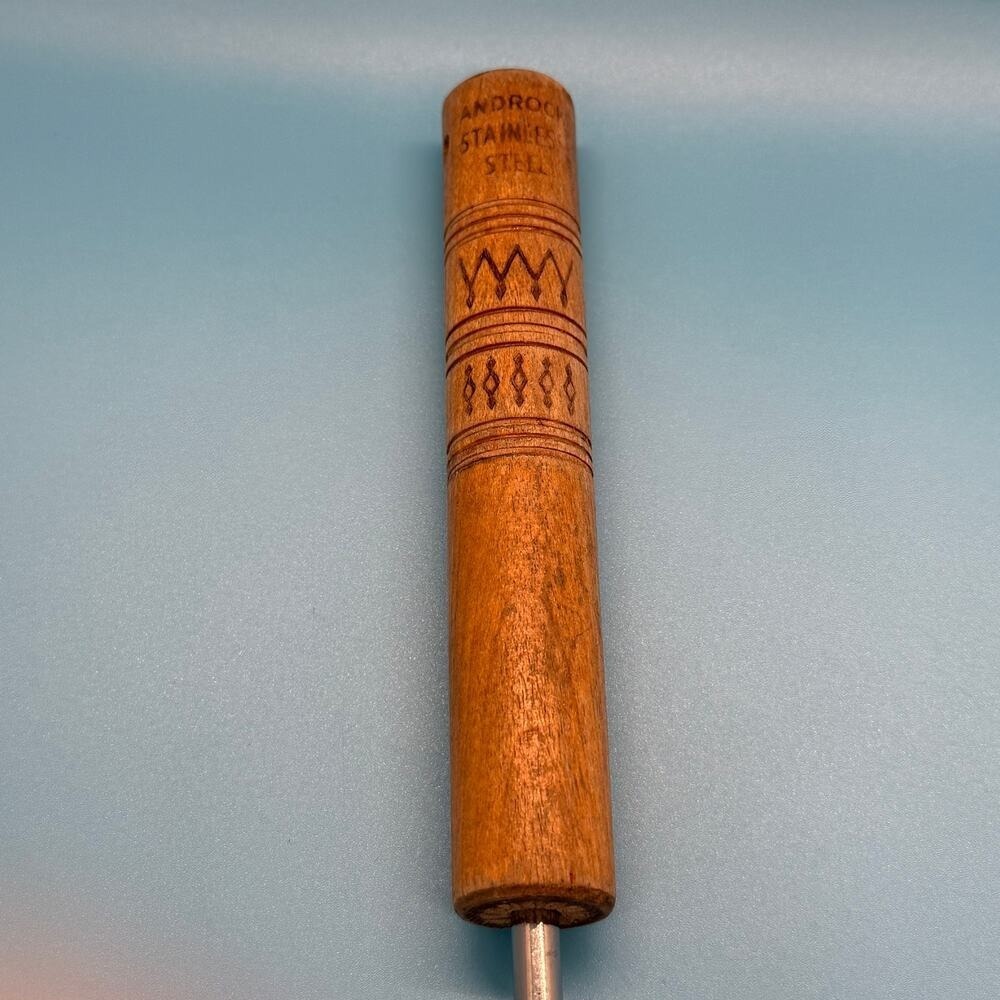 VTG Androck Stainless Steel Long Handle Griddle Pancake Turner Carve Wood Handle - Picture 8 of 10